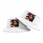 Girl Red Hair American Flag Bucket Hat - Art Hat - Cool Bucket Hat - Image 2