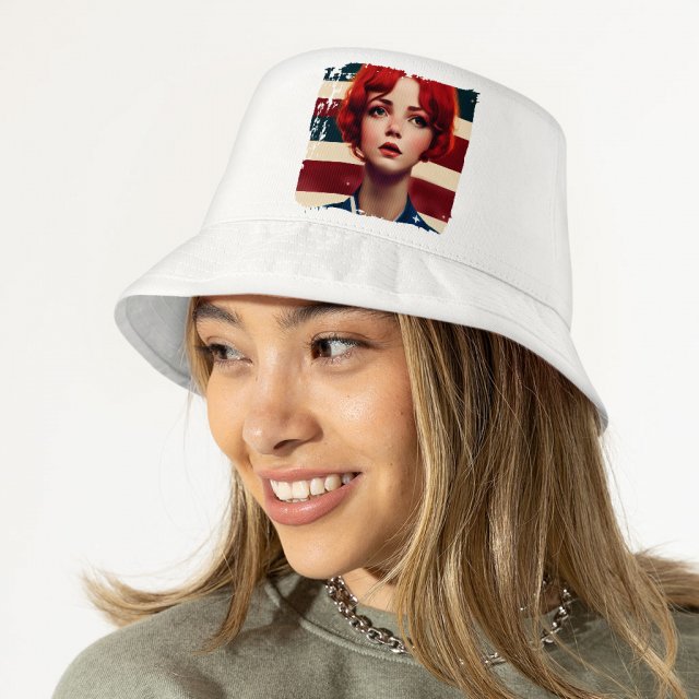 American Flag Design Bucket Hat - Themed Hat - Graphic Bucket Hat - Image 3