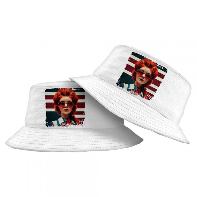 American Flag Bucket Hat – Graphic Hat – Girl Art Bucket Hat