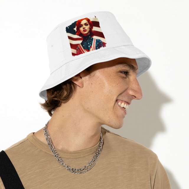 USA Flag Bucket Hat – American Flag Hat – Print Bucket Hat