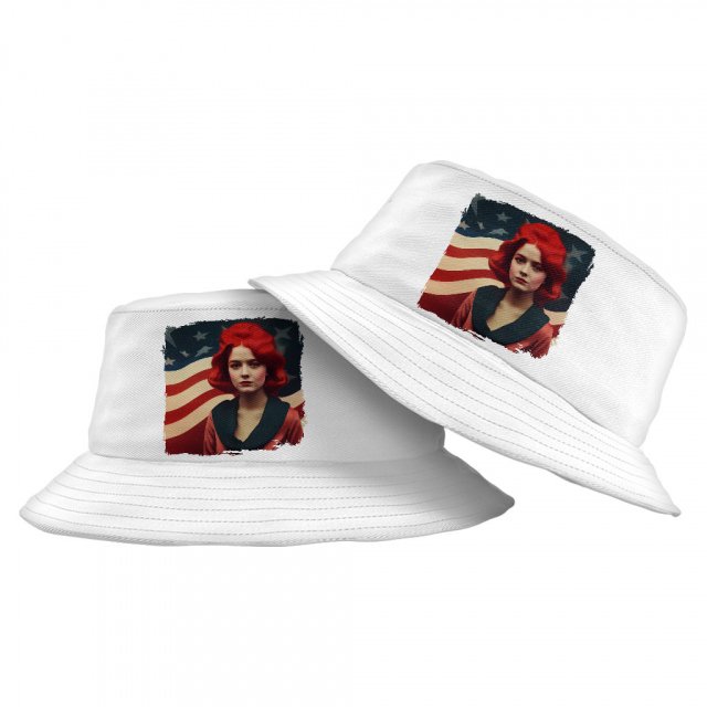 Cute Girl Bucket Hat – Flag Hat – American Flag Bucket Hat