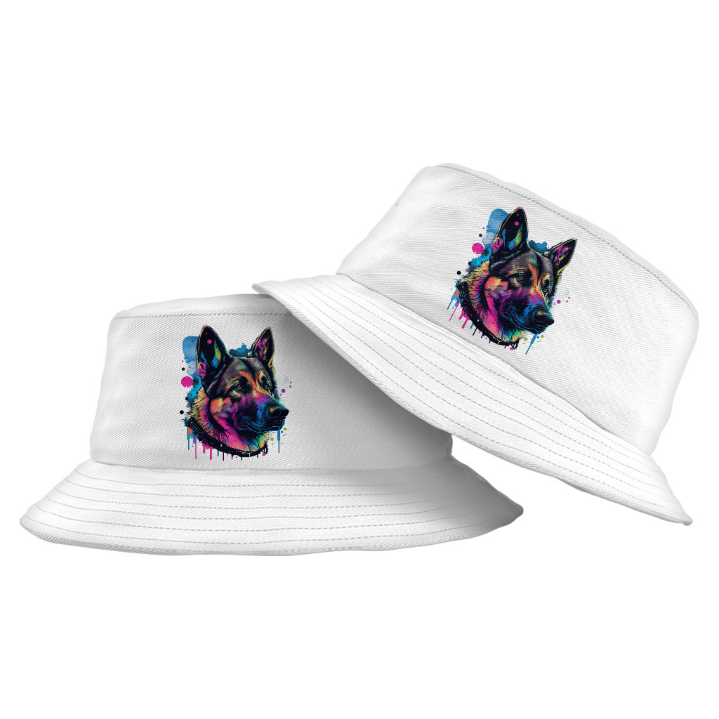 German Shepherd Design Bucket Hat Dog Face Hat Colorful Bucket Hat