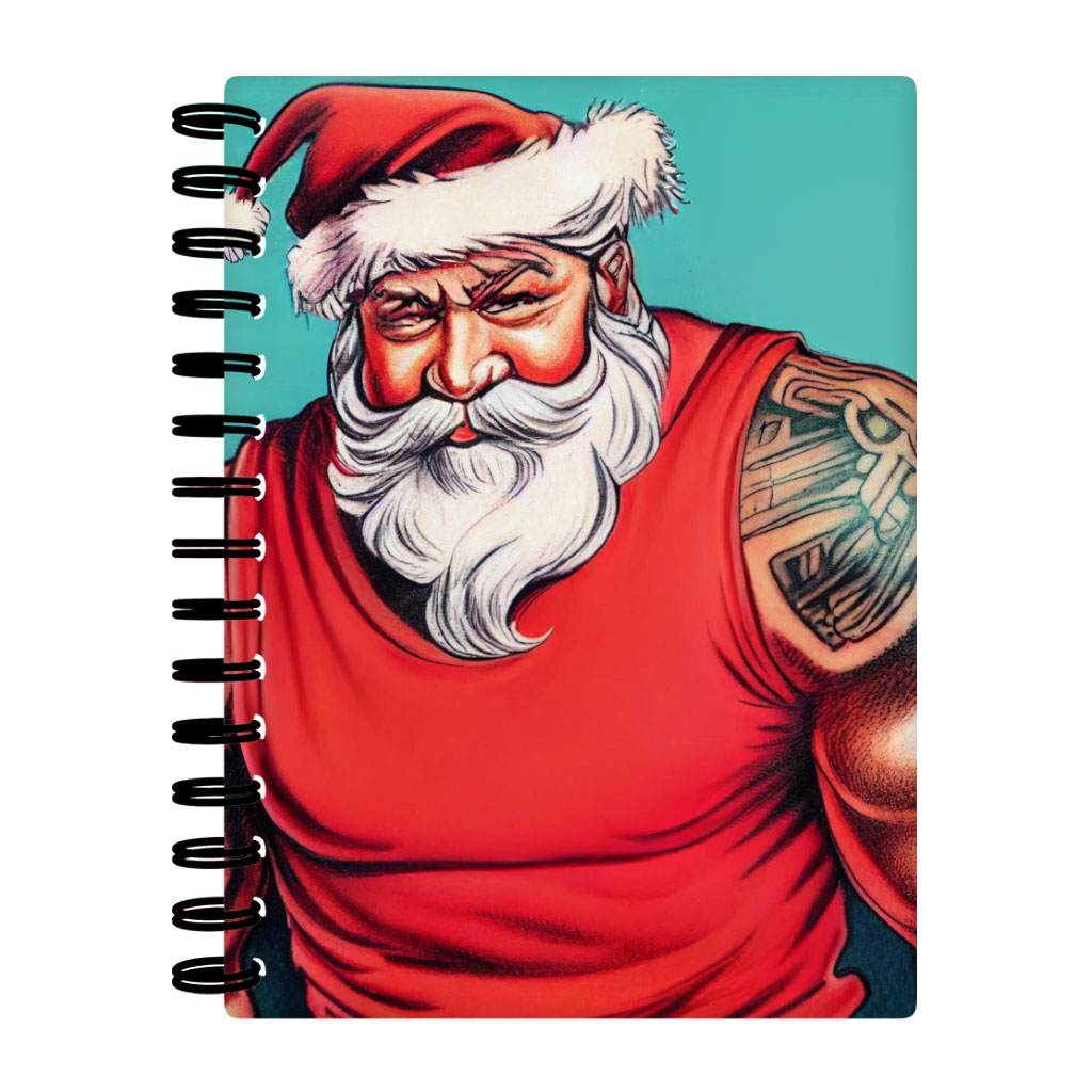 cool-santa-spiral-notebook-christmas-notebook-bodybuilder-notebook