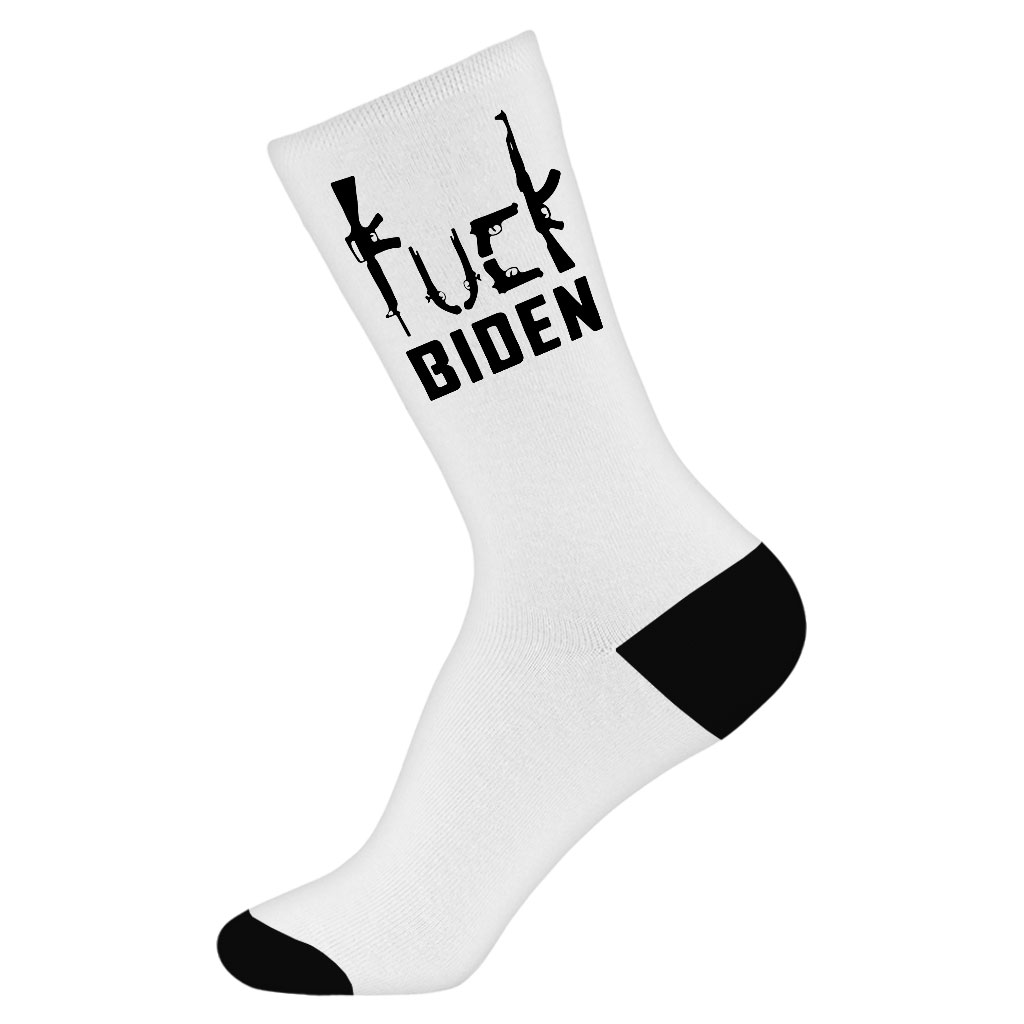 Biden Guns Socks - Biden Novelty Socks - Guns Crew Socks