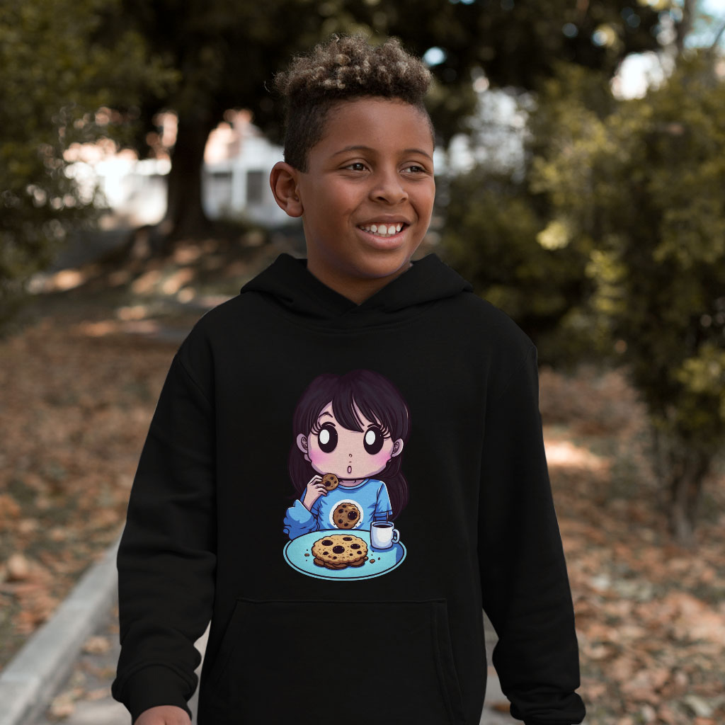 Cookie Print Kids' Sponge Fleece Hoodie - Kawaii Cookies Kids' Hoodie - Cool Hoodie for Kids Clothing Hoodies Kids' Clothing Color : Athletic Heather|Black|Military Green 