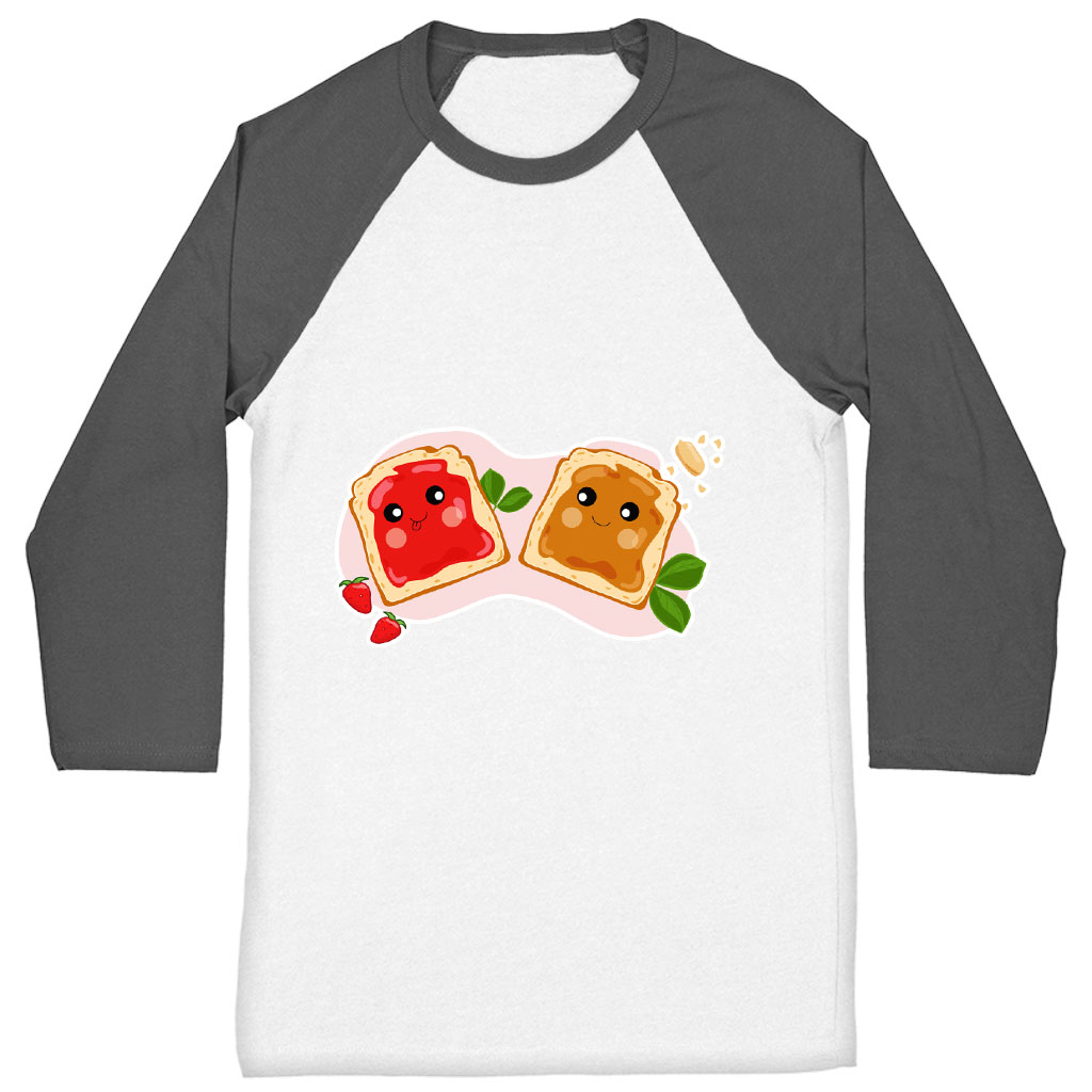 Peanut Butter and Jelly Baseball T-Shirt - Cute T-Shirt - Printed Tee Shirt Clothing T-Shirts Color : Gray White|Navy White 
