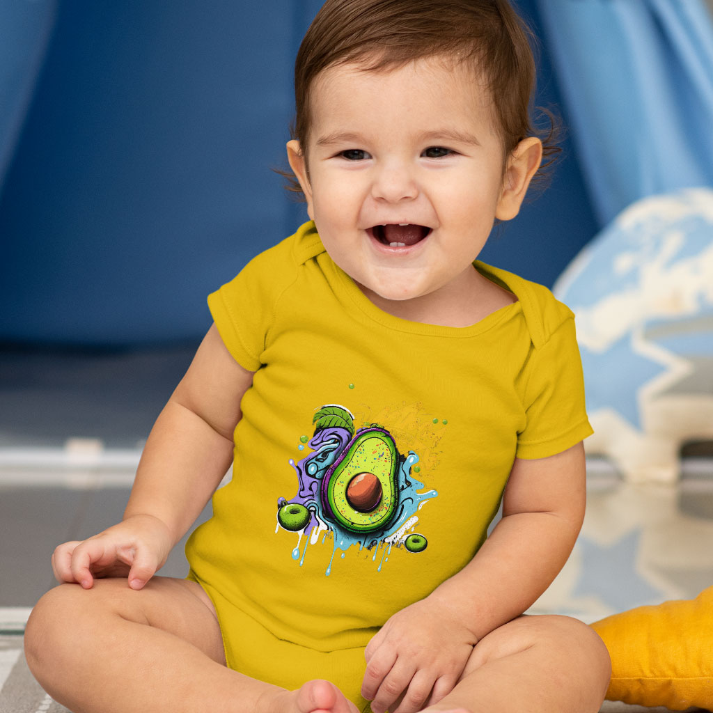 Avocado Themed Baby Jersey Onesie - Cool Design Baby Onesie - Graphic Baby One-Piece Clothing Kids' Clothing Onesies Color : Heather Dust|White|Yellow 