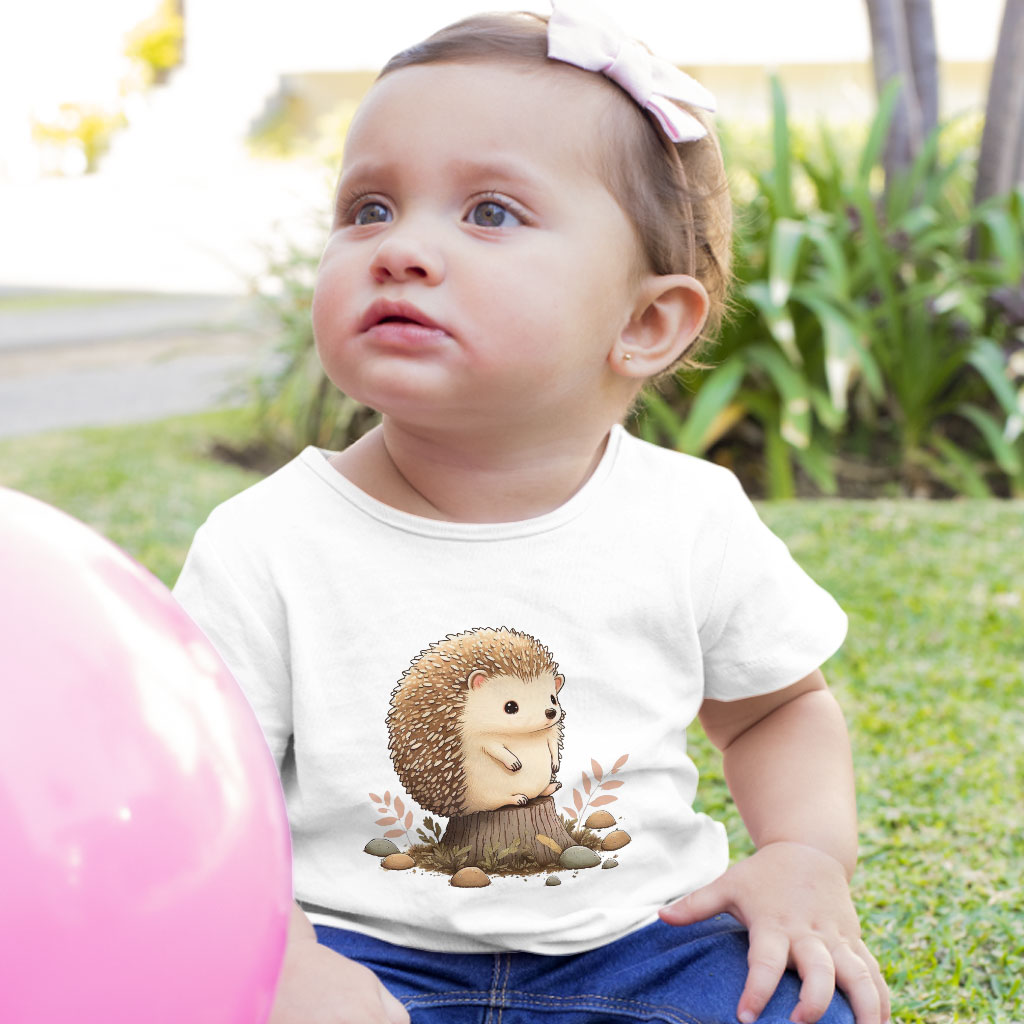 Cute Animal Baby Jersey T-Shirt - Hedgehog Print Baby T-Shirt - Cartoon T-Shirt for Babies Clothing Kids' Clothing T-Shirts Color : Athletic Heather|Heather Columbia Blue|White 