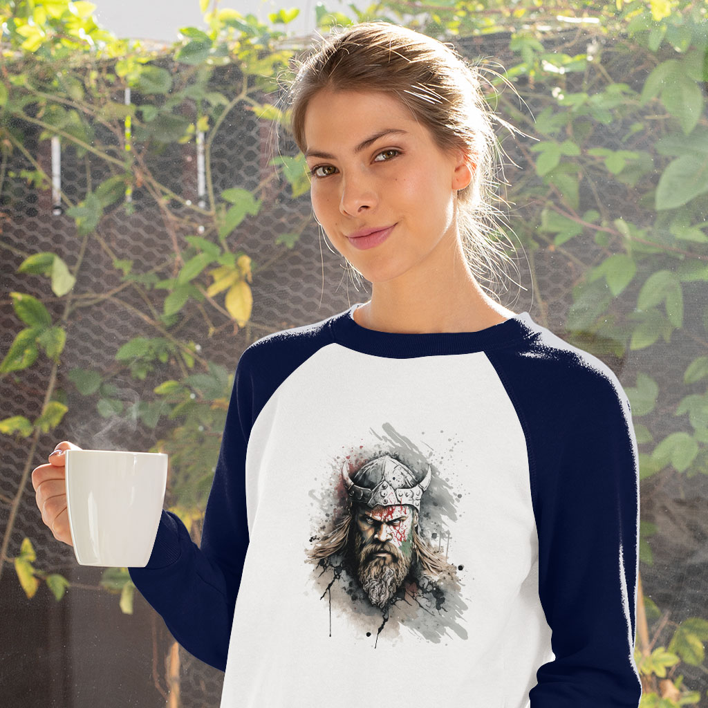 Viking Inspired Baseball T-Shirt - Warrior Design T-Shirt - Cool Trendy Tee Shirt Clothing T-Shirts Color : Gray White|Navy White 