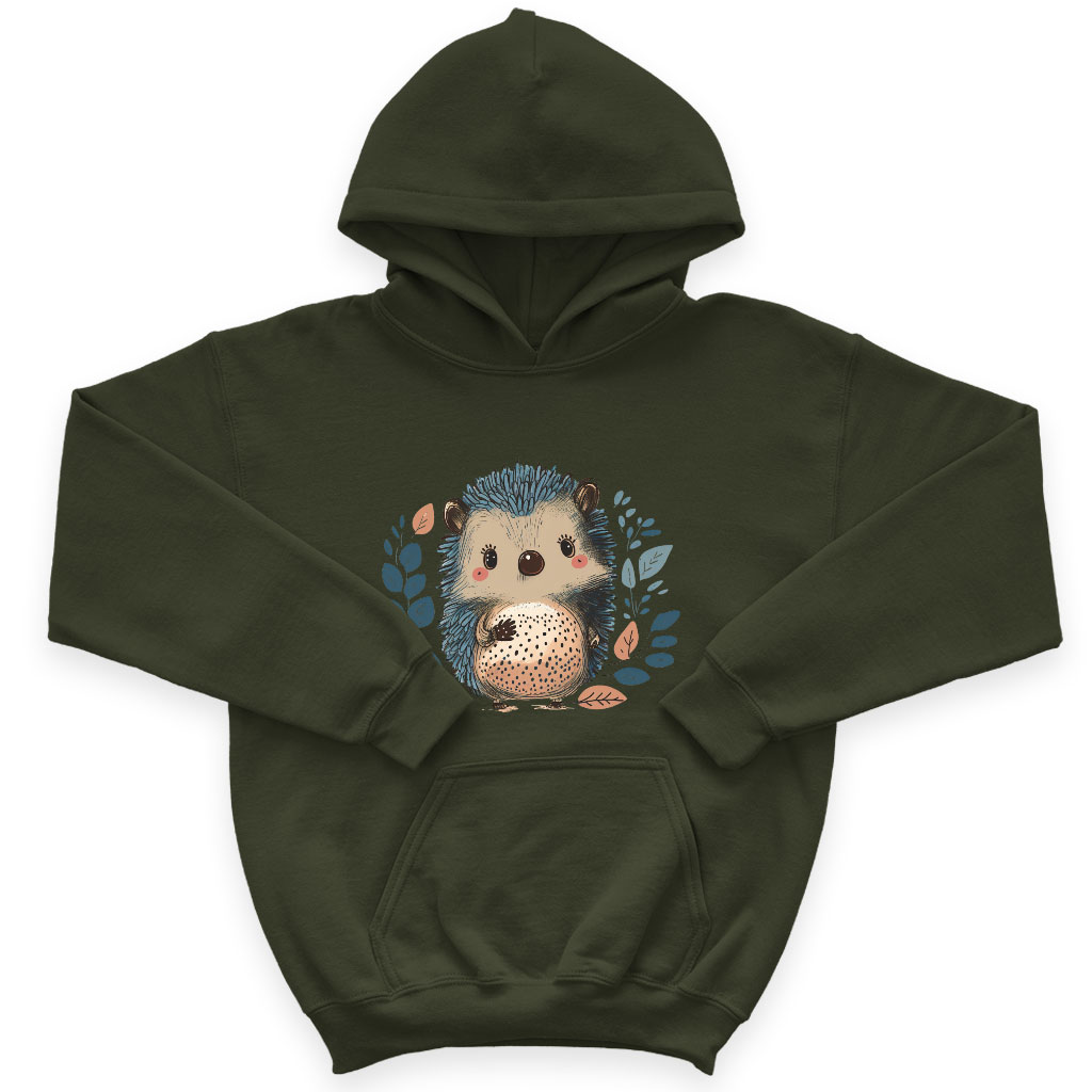 Animal Graphic Kids' Sponge Fleece Hoodie - Funny Hedgehog Kids' Hoodie - Cartoon Print Hoodie for Kids Clothing Hoodies Kids' Clothing Color : Athletic Heather|Black|Military Green 