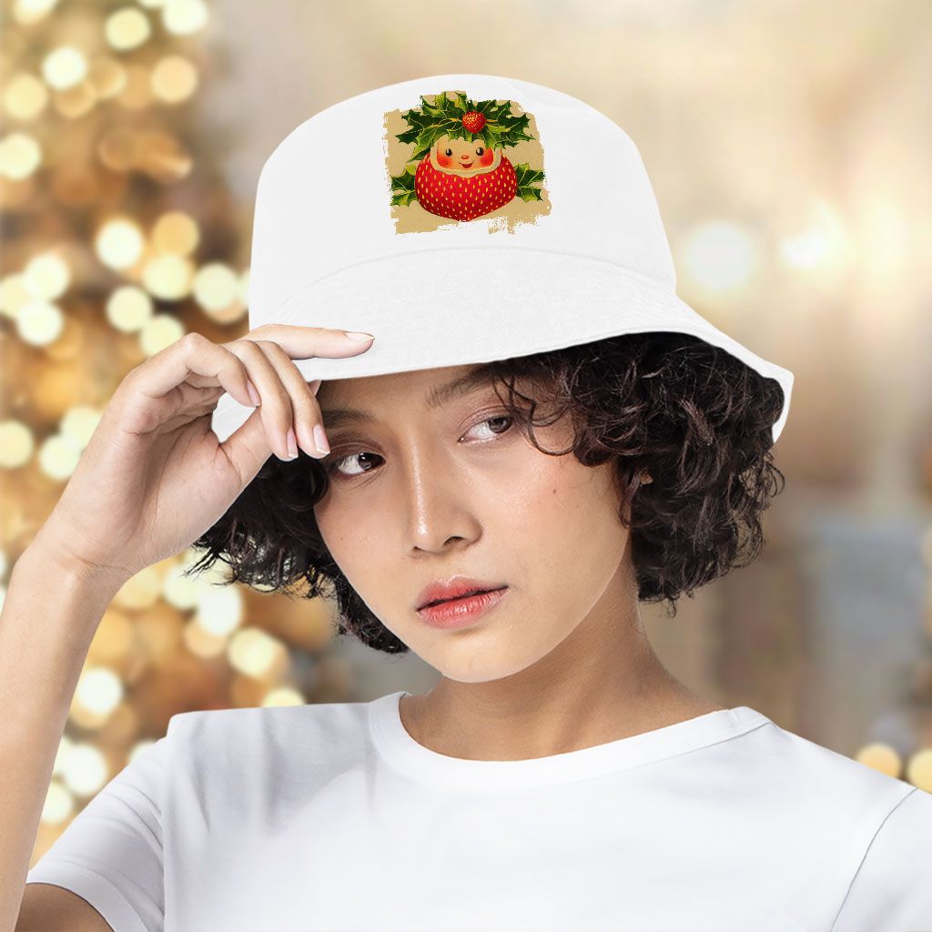 Strawberry Bucket Hat - Cute Kawaii Hat - Illustration Bucket Hat Fashion Hats & Hair Accessories Color : White 