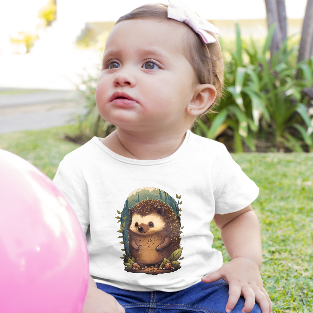 Funny Hedgehog Baby Jersey T-Shirt - Animal Design Baby T-Shirt - Kawaii T-Shirt for Babies Clothing Kids' Clothing T-Shirts Color : Athletic Heather|Heather Columbia Blue|White 