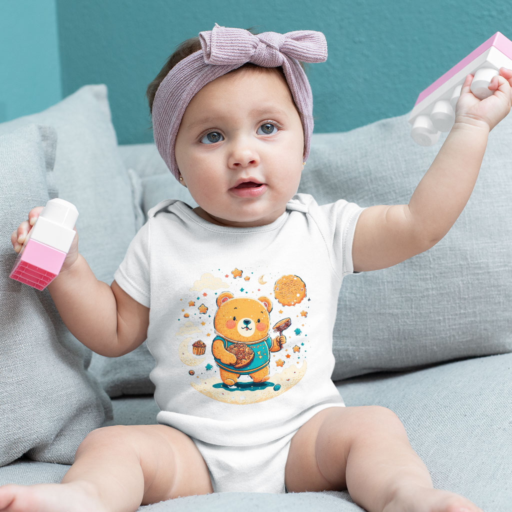 Cute Bear Baby Jersey Onesie - Cute Animal Baby Onesie - Kawaii Baby One-Piece Clothing Kids' Clothing Onesies Color : Heather Dust|White|Yellow 