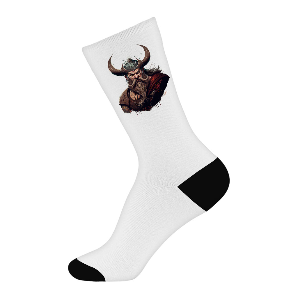 Scandinavian Viking Socks - Warrior Novelty Socks - Trendy Crew Socks Fashion Socks Size : Large|Medium 