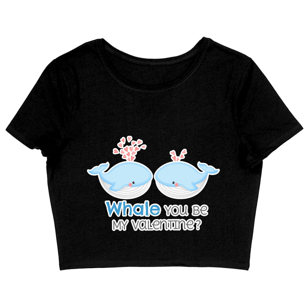 Whale You Be Mine Women's Cropped T-Shirt - Cute Kawaii Crop Top - Cartoon Crop Tee Shirt Clothing T-Shirts Color : Black|Heather Olive|White 