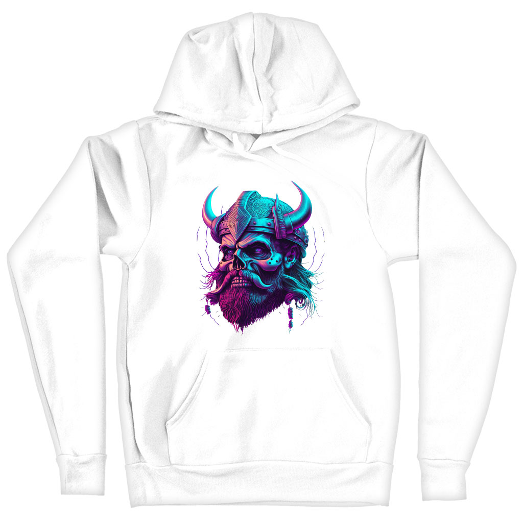 Viking Print Hooded Sweatshirt - Skull Design Hoodie - Cool Design Hoodie Clothing Hoodies Color : Black|Navy|White 