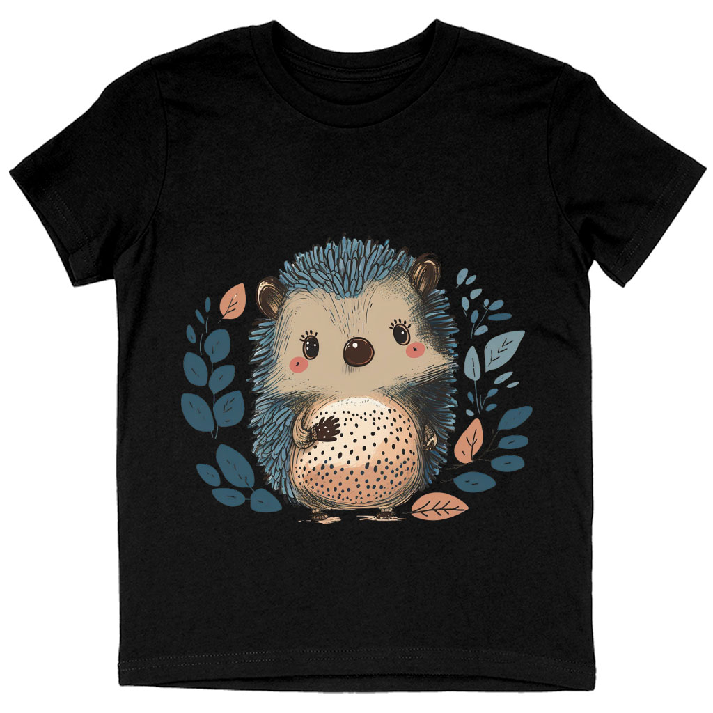 Animal Graphic Kids' T-Shirt - Funny Hedgehog T-Shirt - Cartoon Print Tee Shirt for Kids Clothing Kids' Clothing T-Shirts Color : Black|Natural|White 