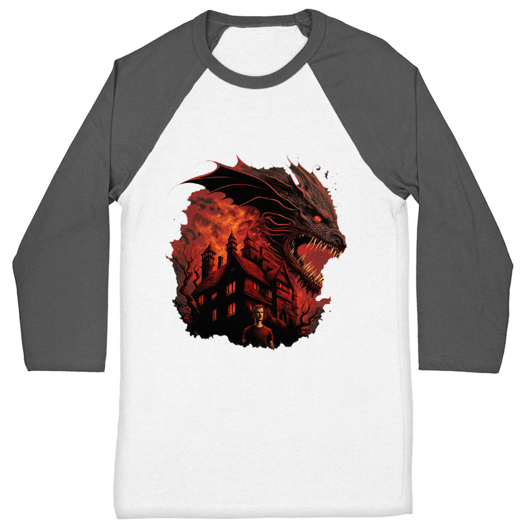Dragon Graphic Baseball T-Shirt - Warrior T-Shirt - Cool Design Tee Shirt Clothing T-Shirts Color : Gray White|Navy White 
