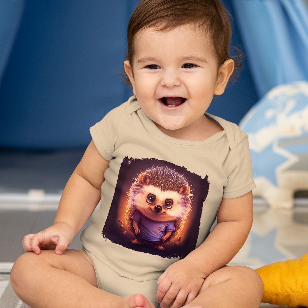 Graphic Hedgehog Baby Jersey Onesie - Trendy Baby Onesie - Illustration Baby One-Piece Clothing Kids' Clothing Onesies Color : Heather Dust|White|Yellow 
