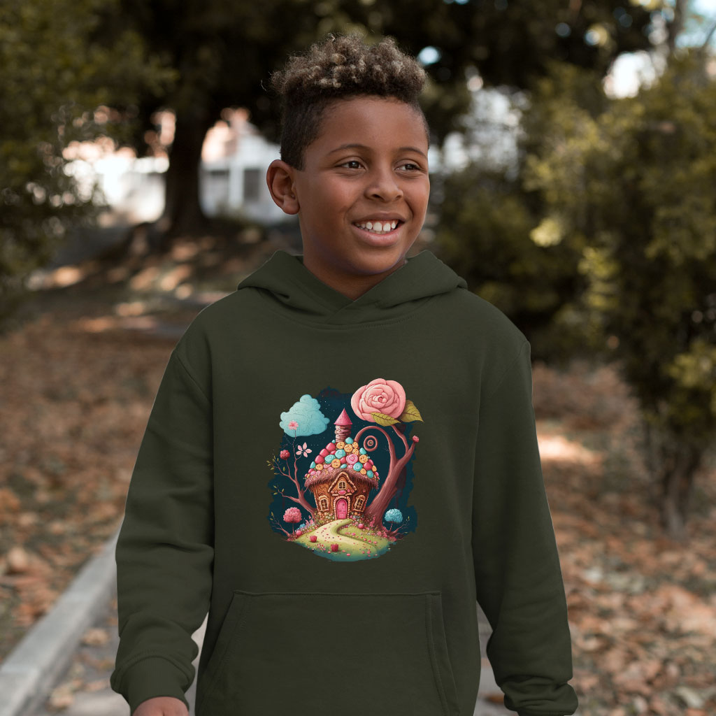 House Design Kids' Sponge Fleece Hoodie - Cute Art Kids' Hoodie - Illustration Hoodie for Kids Clothing Hoodies Kids' Clothing Color : Athletic Heather|Black|Military Green 