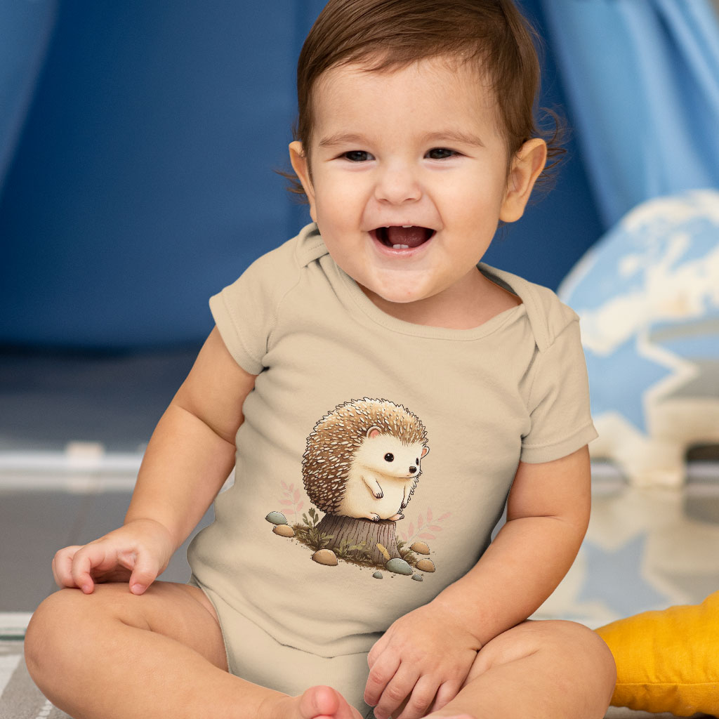 Cute Animal Baby Jersey Onesie - Hedgehog Print Baby Onesie - Cartoon Baby One-Piece Clothing Kids' Clothing Onesies Color : Heather Dust|White|Yellow 