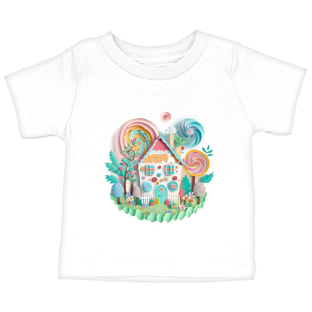 Cute Graphic Baby Jersey T-Shirt - Candy House Design Baby T-Shirt - Cute Design T-Shirt for Babies Clothing Kids' Clothing T-Shirts Color : Athletic Heather|Heather Columbia Blue|White 