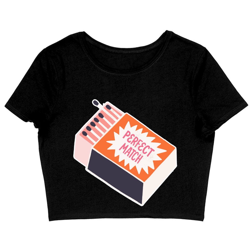 Perfect Match Women's Cropped T-Shirt - Trendy Crop Top - Cute Design Crop Tee Shirt Clothing T-Shirts Color : Black|Heather Olive|White 