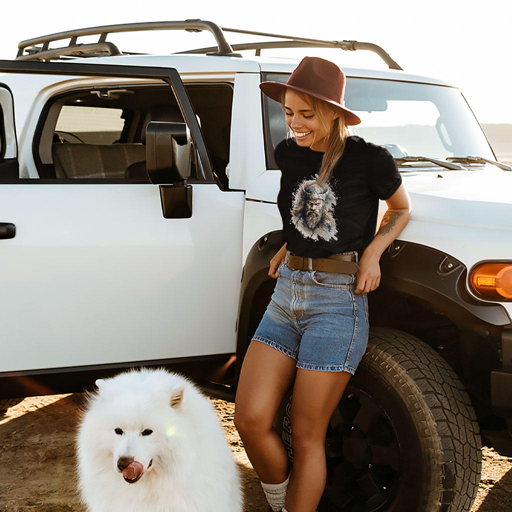 Viking Inspired Heavy Cotton T-Shirt - Warrior Design Tee Shirt - Cool Trendy T-Shirt Clothing T-Shirts Color : Black|Forest Green|White 