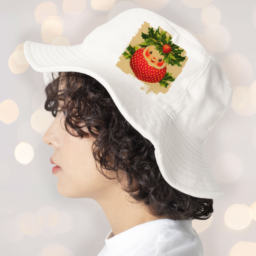 Strawberry Bucket Hat - Cute Kawaii Hat - Illustration Bucket Hat Fashion Hats & Hair Accessories Color : White 