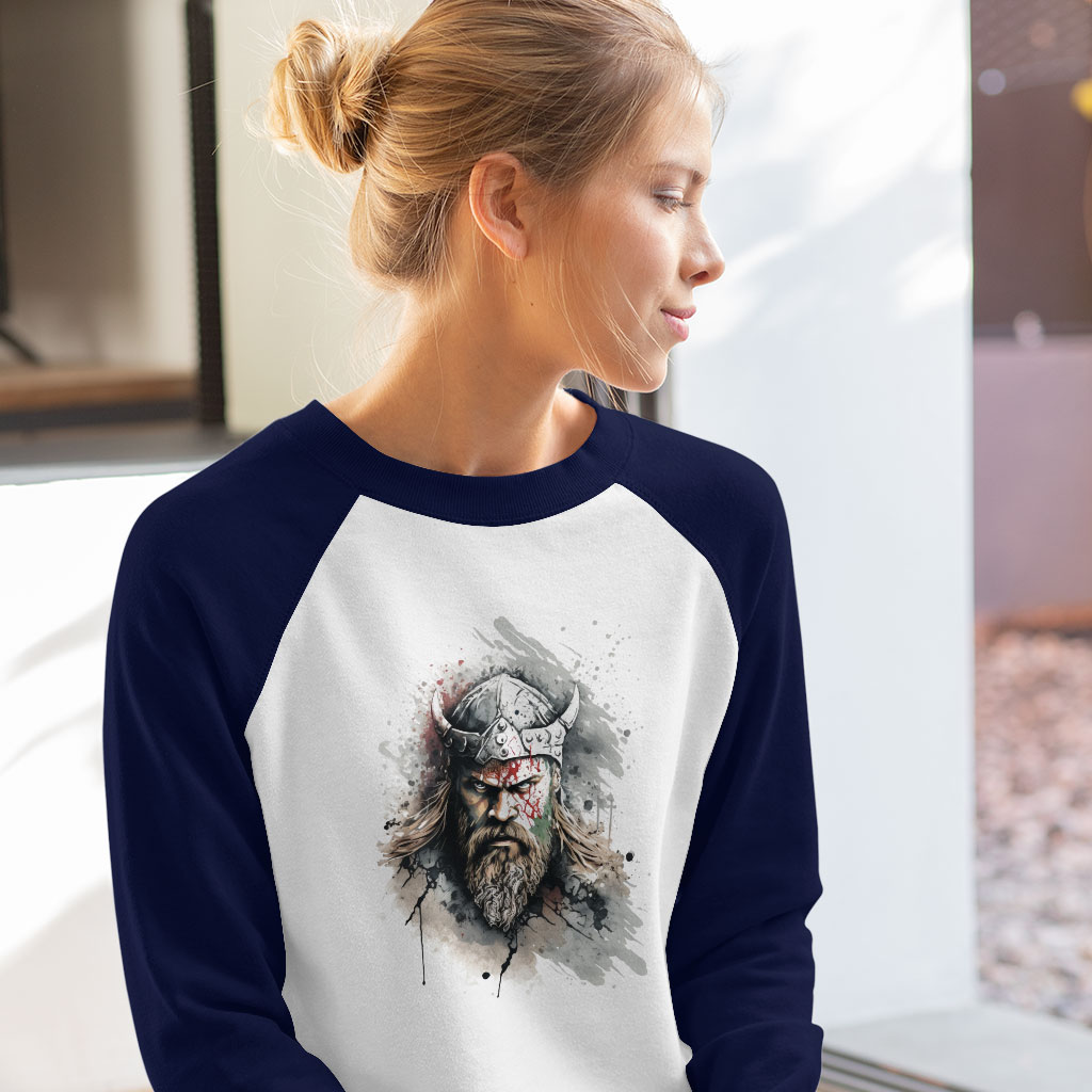 Viking Inspired Baseball T-Shirt - Warrior Design T-Shirt - Cool Trendy Tee Shirt Clothing T-Shirts Color : Gray White|Navy White 