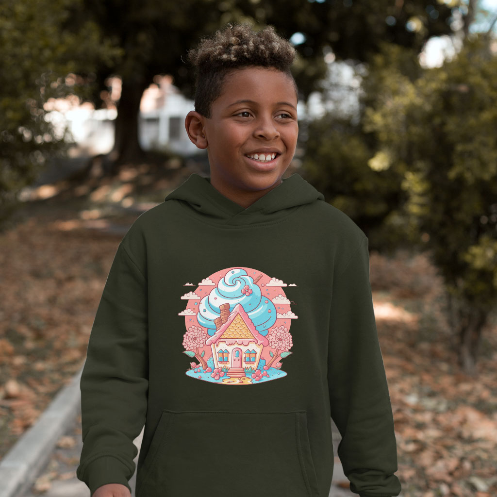 Candy House Design Kids' Sponge Fleece Hoodie - Fantasy Art Kids' Hoodie - Artwork Hoodie for Kids Clothing Hoodies Kids' Clothing Color : Athletic Heather|Black|Military Green 