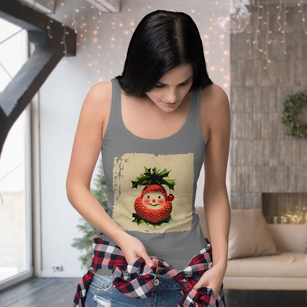 Strawberry Design Racerback Tank - Best Design Tank - Cute Workout Tank Clothing Tanks Color : Black|Gray|White 