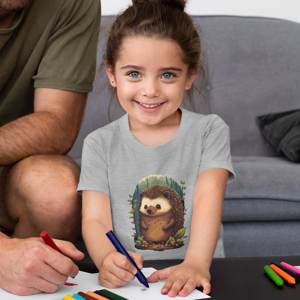 Funny Hedgehog Toddler T-Shirt - Animal Design Kids' T-Shirt - Kawaii Tee Shirt for Toddler Clothing Kids' Clothing T-Shirts Color : Athletic Heather|Heather Columbia Blue|Heather Dust 
