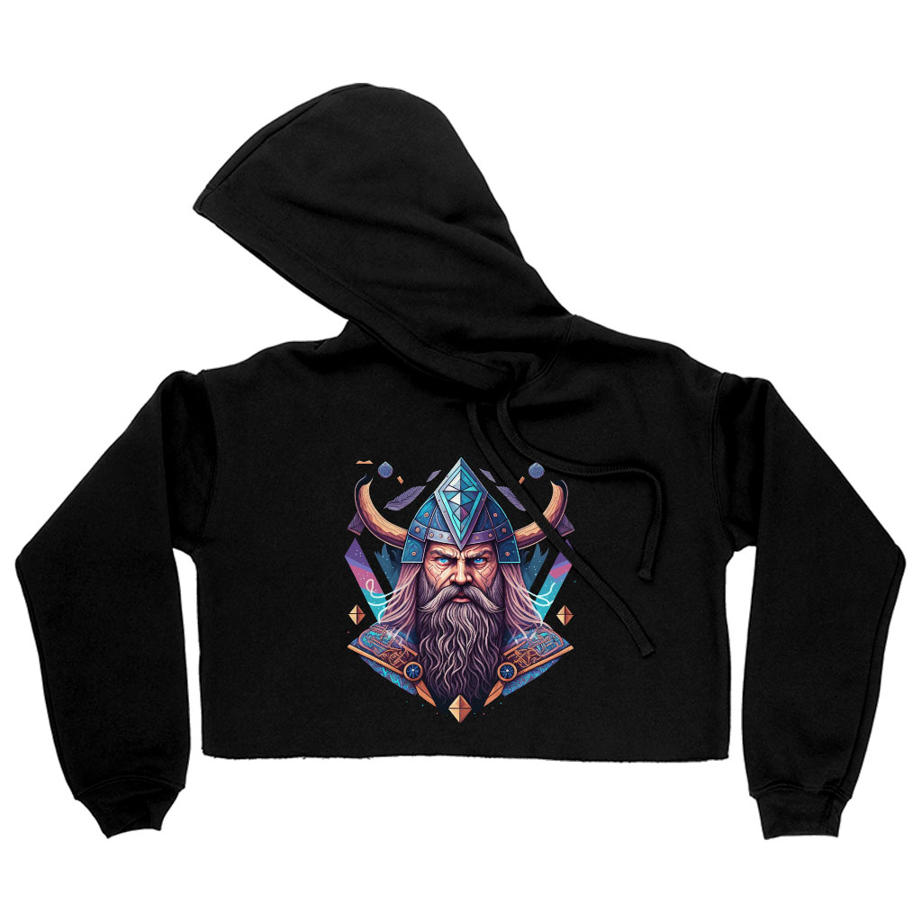 Cool Viking Women's Cropped Hoodie - Best Print Cropped Hoodie - Cool Graphic Hooded Sweatshirt Clothing Hoodies Color : Black|Heather Dust|Storm 