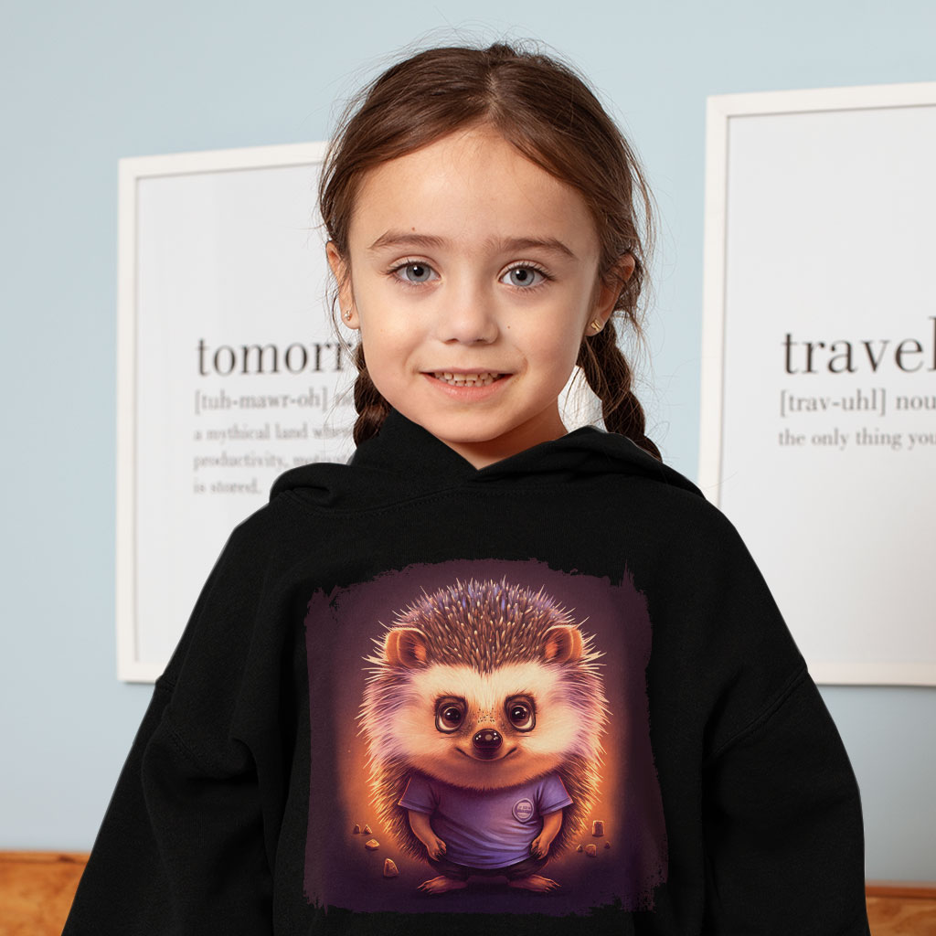 Graphic Hedgehog Toddler Hoodie - Trendy Toddler Hooded Sweatshirt - Illustration Kids' Hoodie Clothing Hoodies Kids' Clothing Color : Black|Kelly|White 
