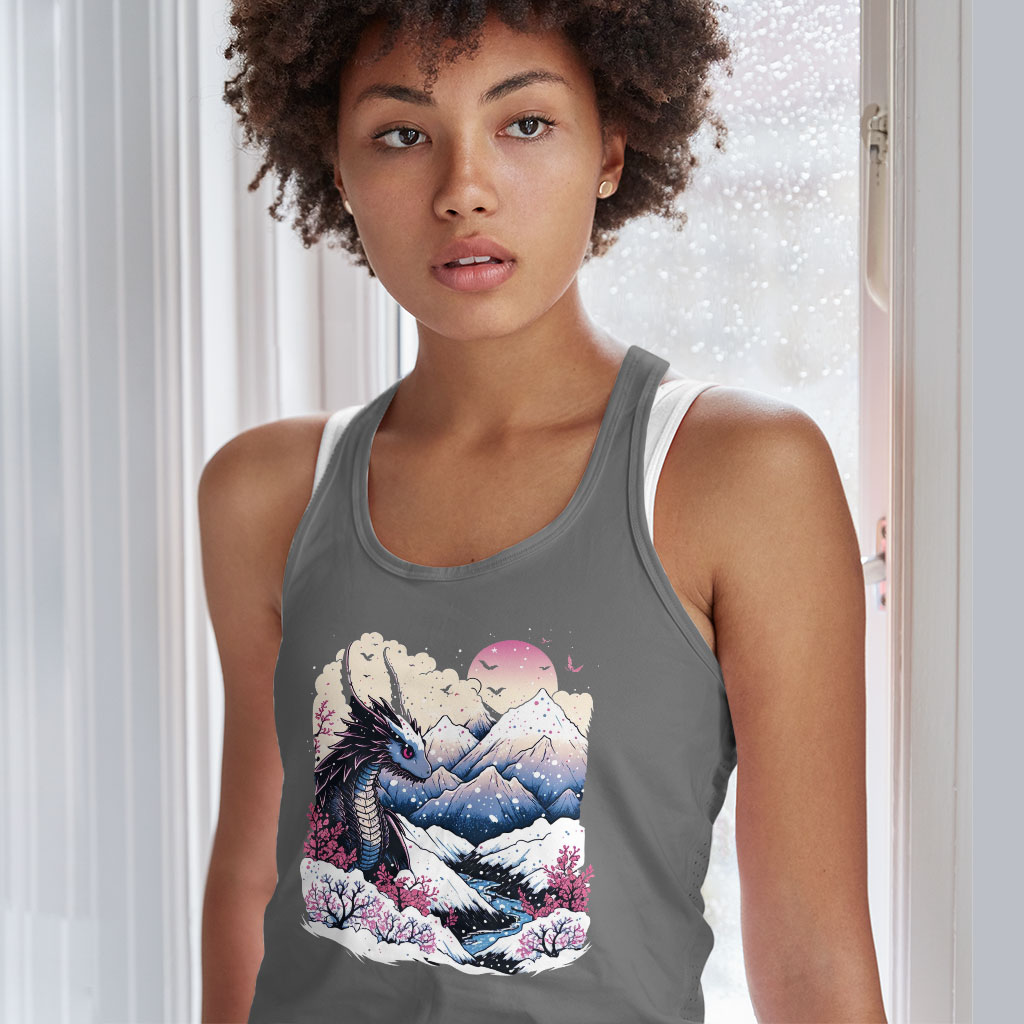 Chinese Dragon Racerback Tank - Mountain Tank - Nature Workout Tank Clothing Tanks Color : Black|Gray|White 