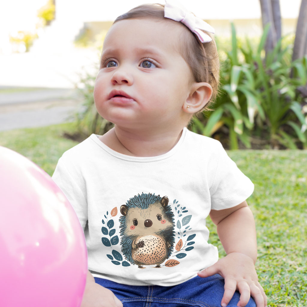 Animal Graphic Baby Jersey T-Shirt - Funny Hedgehog Baby T-Shirt - Cartoon Print T-Shirt for Babies Clothing Kids' Clothing T-Shirts Color : Athletic Heather|Heather Columbia Blue|White 