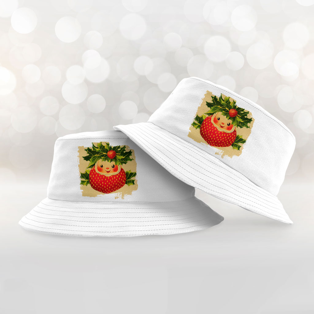 Strawberry Bucket Hat - Cute Kawaii Hat - Illustration Bucket Hat Fashion Hats & Hair Accessories Color : White 