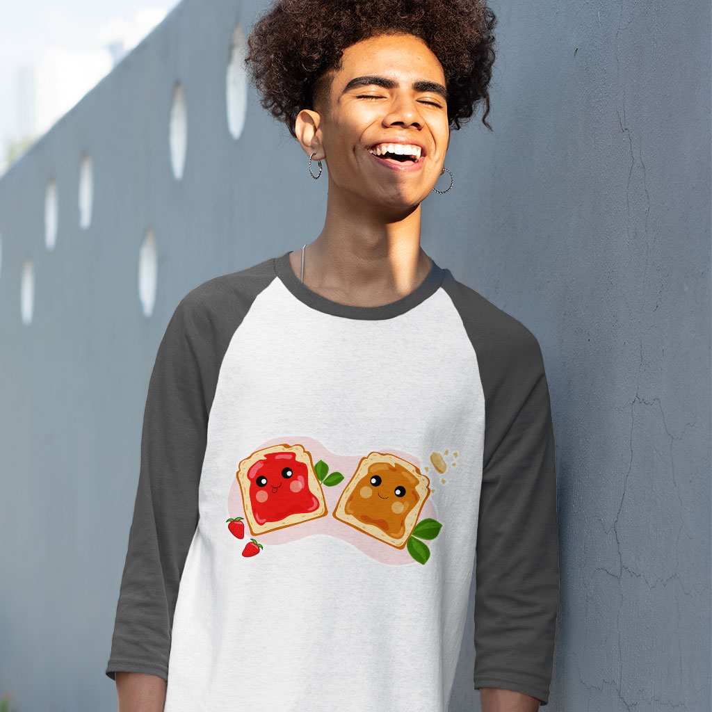 Peanut Butter and Jelly Baseball T-Shirt - Cute T-Shirt - Printed Tee Shirt Clothing T-Shirts Color : Gray White|Navy White 