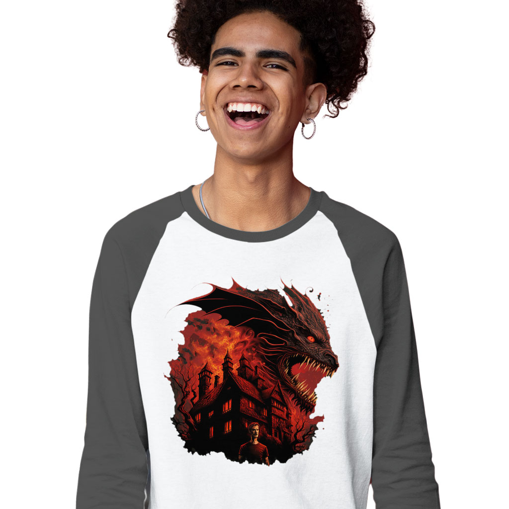 Dragon Graphic Baseball T-Shirt - Warrior T-Shirt - Cool Design Tee Shirt Clothing T-Shirts Color : Gray White|Navy White 