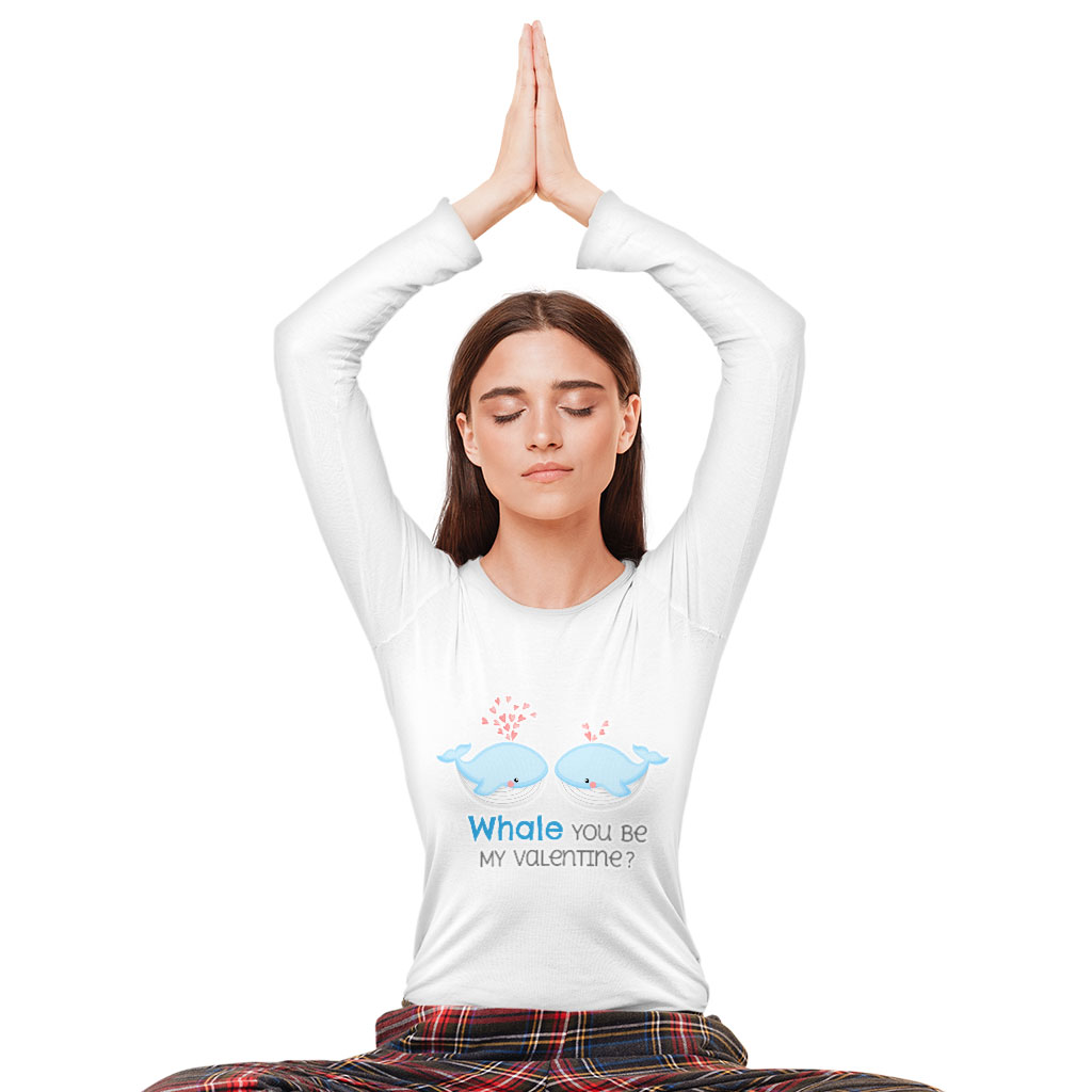 Whale You Be Mine Long Sleeve T-Shirt - Cute Kawaii T-Shirt - Cartoon Long Sleeve Tee Shirt Clothing T-Shirts Color : Black|Heather Forest|White 