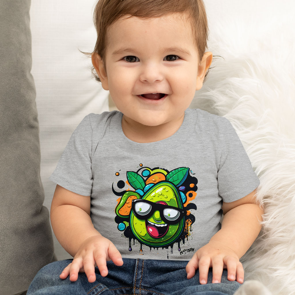 Kawaii Avocado Baby Jersey T-Shirt - Trendy Baby T-Shirt - Cute Graphic T-Shirt for Babies Clothing Kids' Clothing T-Shirts Color : Athletic Heather|Heather Columbia Blue|White 