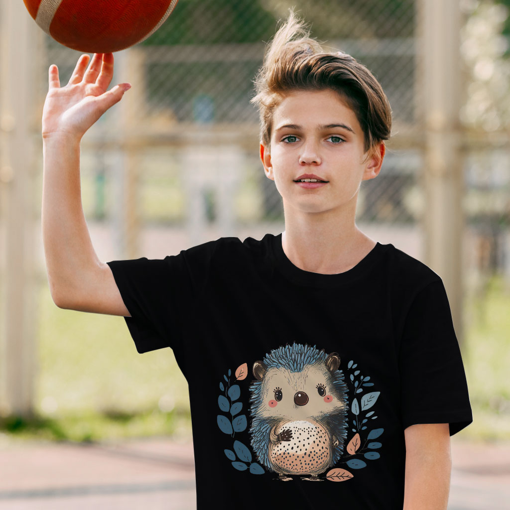 Animal Graphic Kids' T-Shirt - Funny Hedgehog T-Shirt - Cartoon Print Tee Shirt for Kids Clothing Kids' Clothing T-Shirts Color : Black|Natural|White 