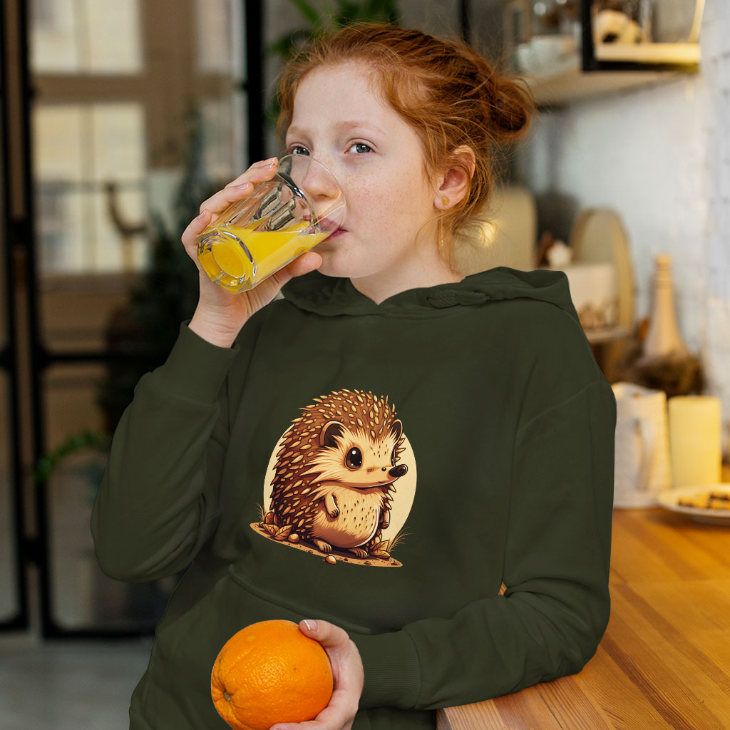 Kawaii Animal Kids' Sponge Fleece Hoodie - Hedgehog Kids' Hoodie - Anime Hoodie for Kids Clothing Hoodies Kids' Clothing Color : Athletic Heather|Black|Military Green 