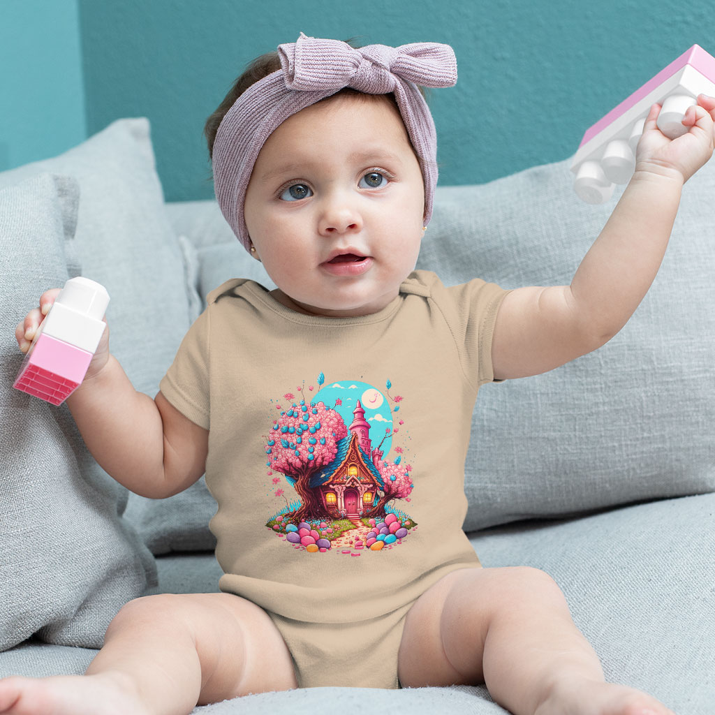 Candy House Baby Jersey Onesie - Adorable Baby Onesie - Graphic Baby One-Piece Clothing Kids' Clothing Onesies Color : Heather Dust|White|Yellow 