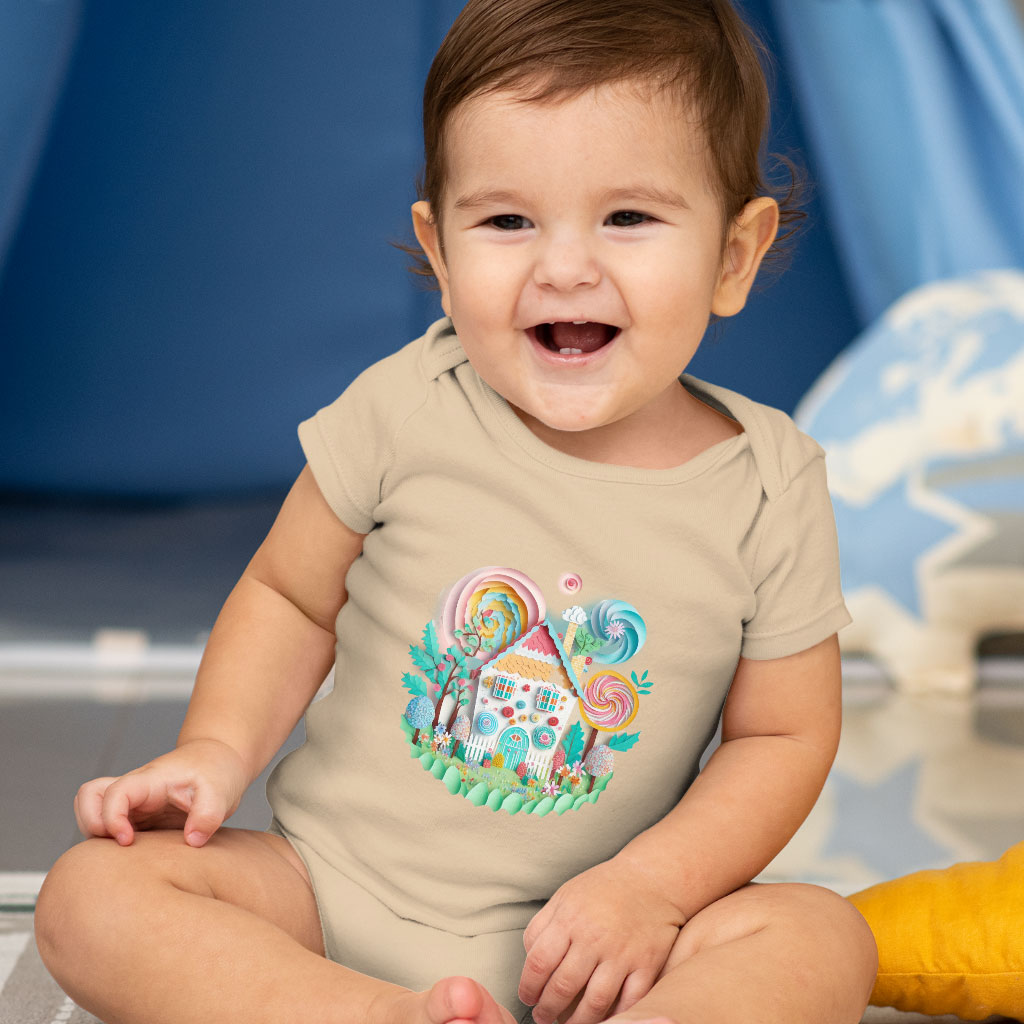 Cute Graphic Baby Jersey Onesie - Candy House Design Baby Onesie - Cute Design Baby One-Piece Clothing Kids' Clothing Onesies Color : Heather Dust|White|Yellow 