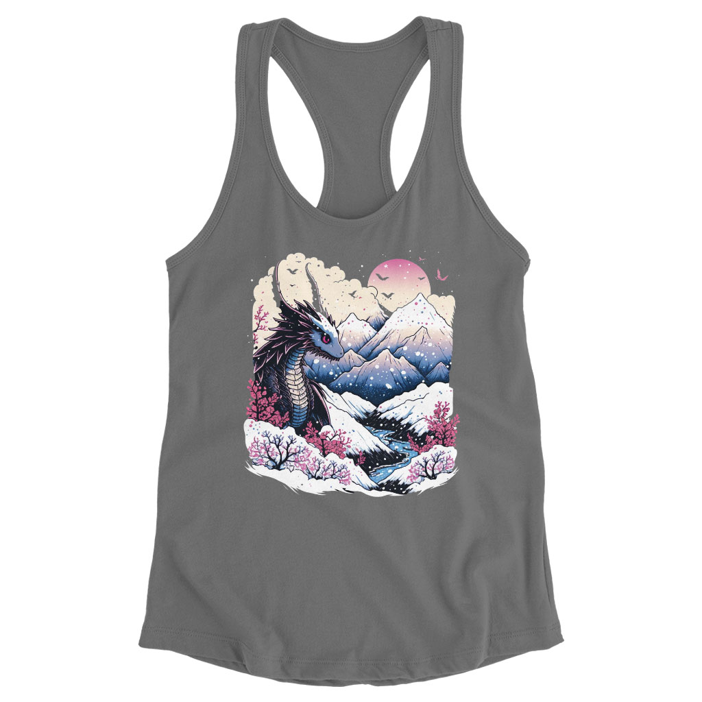 Chinese Dragon Racerback Tank - Mountain Tank - Nature Workout Tank Clothing Tanks Color : Black|Gray|White 