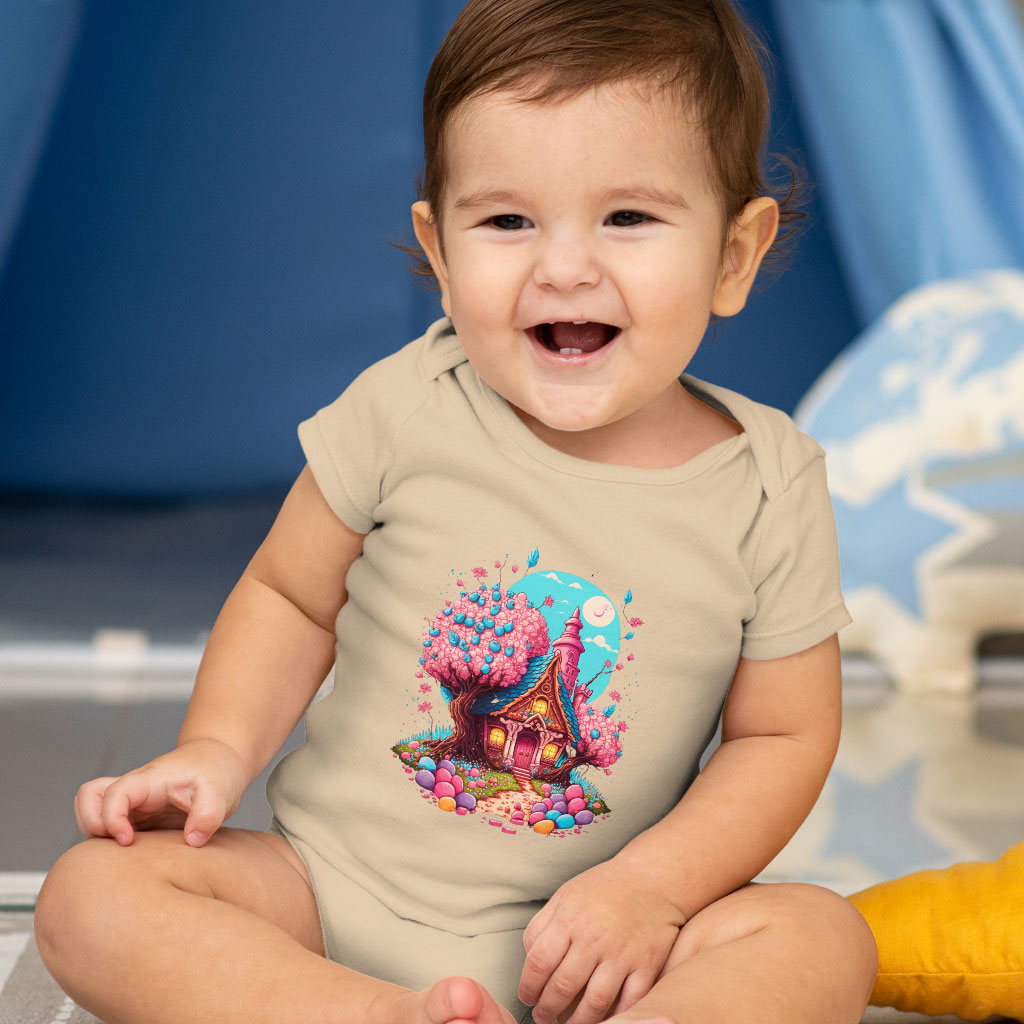 Candy House Baby Jersey Onesie - Adorable Baby Onesie - Graphic Baby One-Piece Clothing Kids' Clothing Onesies Color : Heather Dust|White|Yellow 