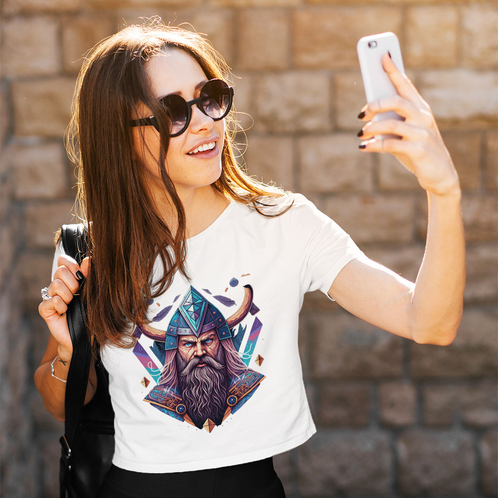 Cool Viking Women's Cropped T-Shirt - Best Print Crop Top - Cool Graphic Crop Tee Shirt Clothing T-Shirts Color : Black|Heather Olive|White 