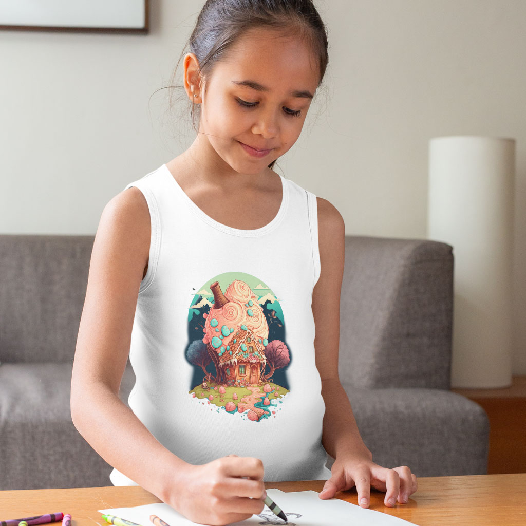 Fantasy Art Kids' Jersey Tank - Candy House Sleeveless T-Shirt - Best Design Kids' Tank Top Clothing Kids' Clothing Tanks Color : Athletic Heather|Black|White 